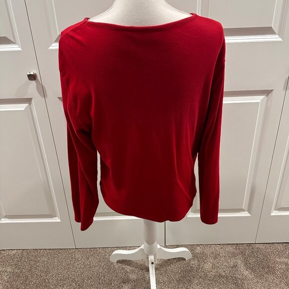 Cappagallo size large red Christmas long-sleeve shirt 100% cotton flower - Picture 3 of 3